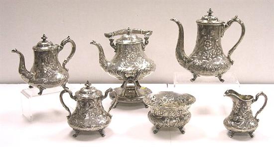 Appraisal: Early American silver repousse tea and coffee service five pieces