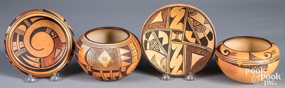 Appraisal: Group of Hopi Indian polychrome pottery bowls Group of Hopi