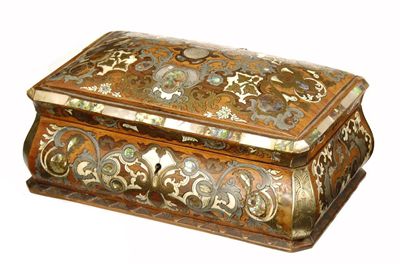 Appraisal: A th century continental rosewood and marquetry box decorated all