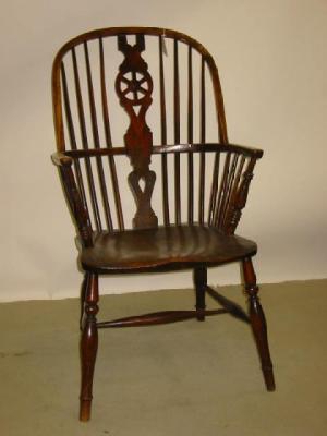 Appraisal: AN ASH AND ELM WINDSOR ARM CHAIR of high back