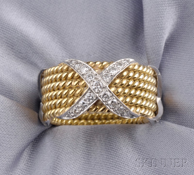 Appraisal: kt Gold and Diamond Rope Band Schlumberger Tiffany Co six