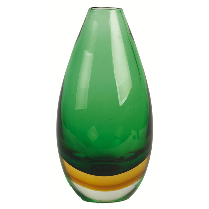 Appraisal: Italian Sommerso vase bulb-shaped form with green glass body and