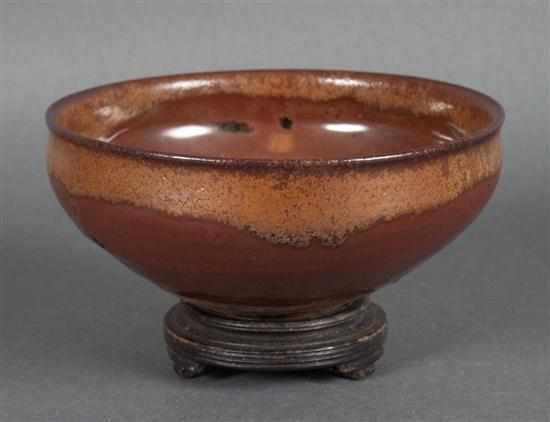 Appraisal: Japanese brown glazed terracotta tea wine ceremonial bowl in Diam