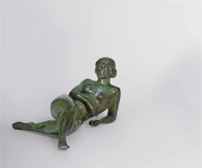 Appraisal: PAUL MANSHIP AFTER American - Reclining Nude bronze with green