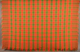 Appraisal: Red Green and Yellow Woven Coverlet Red Green and Yellow