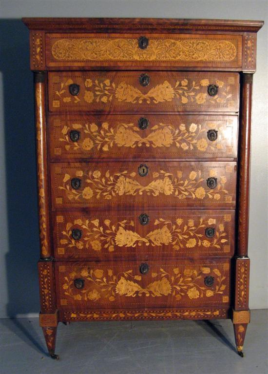 Appraisal: Early th Century Dutch mahogany and satinwood floral marquetry inlaid