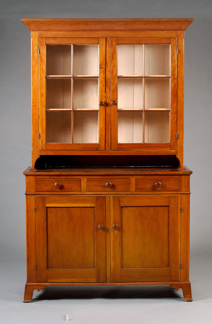 Appraisal: PENNSYLVANIA OR NEW JERSEY FEDERAL CHERRY TWO PART HUTCH The