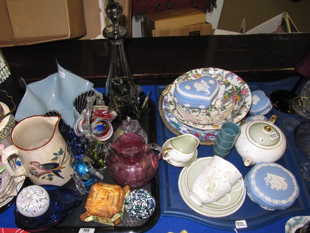 Appraisal: Lot comprising two trays of assorted glassware and ceramics to