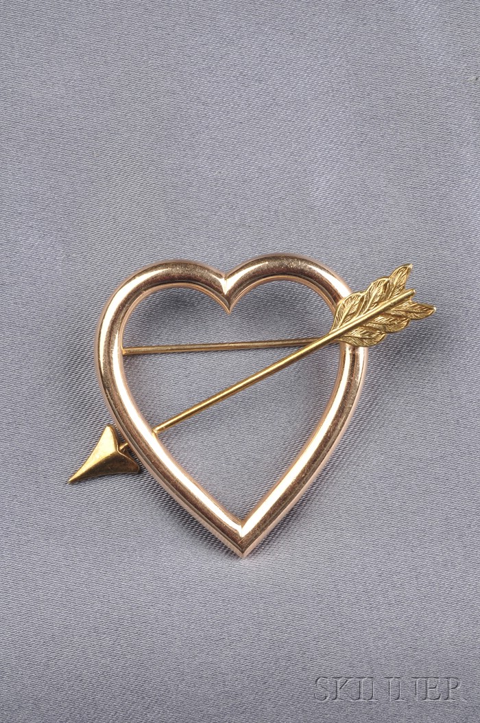 Appraisal: kt Bicolor Gold Heart Brooch Cartier designed as a rose