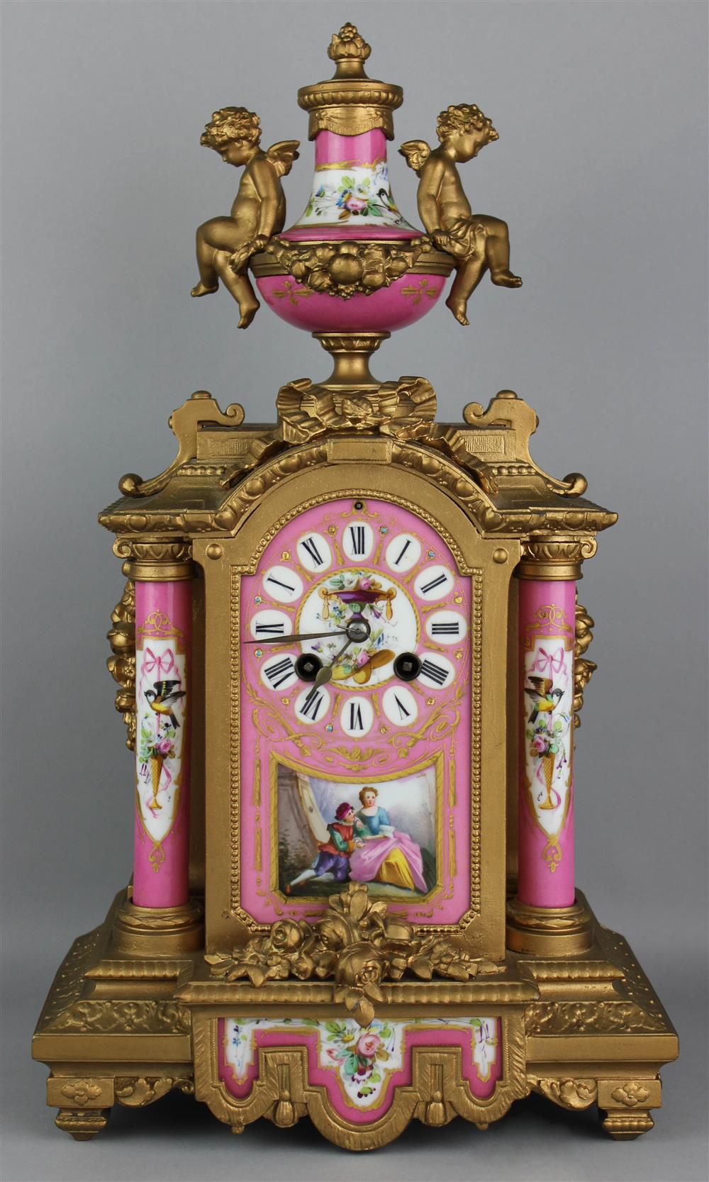 Appraisal: LOUIS XVI GILT METAL MOUNTED PINK GROUND SEVRES STYLE MANTEL