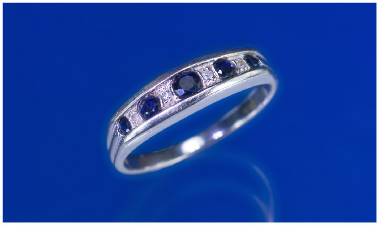 Appraisal: ct White Gold Diamond And Sapphire Eternity Ring Set With