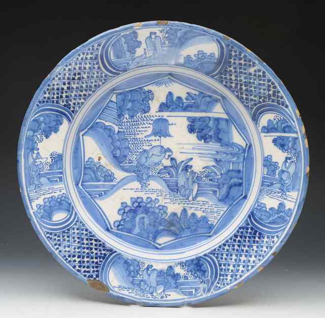 Appraisal: A TH CENTURY DELFT BLUE AND WHITE CHARGER diameter