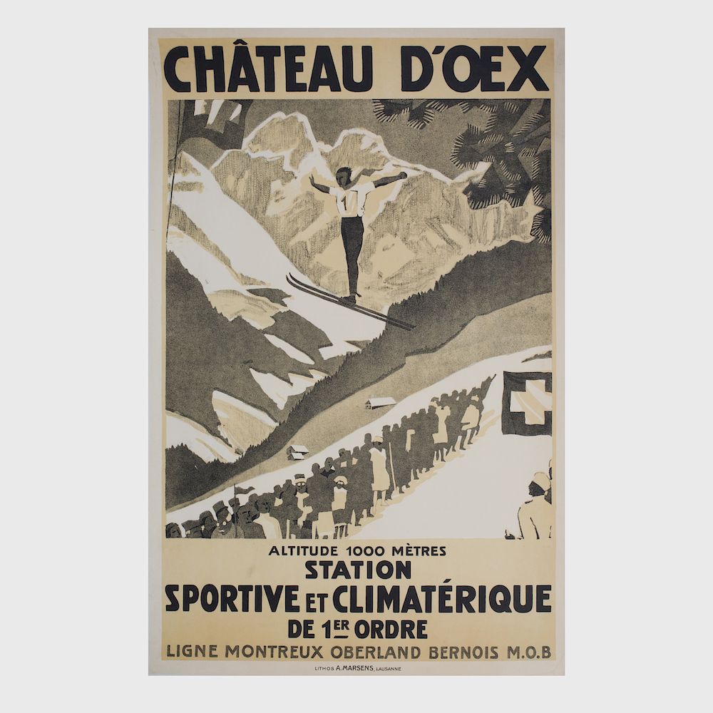 Appraisal: th Century School Ch teau D'Oex Lithographic poster mounted on