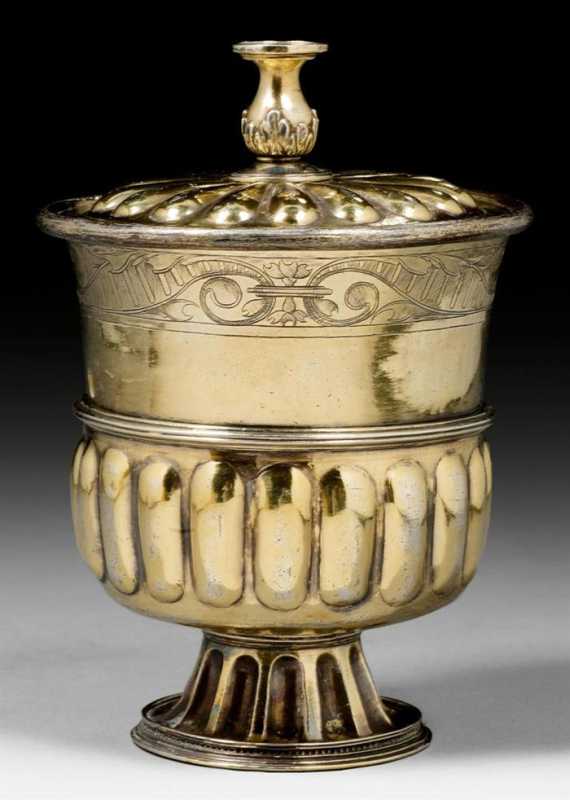 Appraisal: FOOTED CUP WITH LID Vermeil Probably Southern Germany ca Not