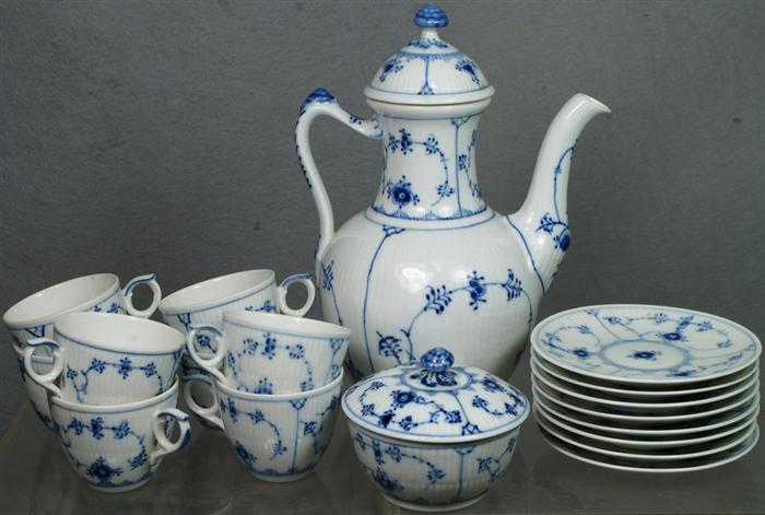 Appraisal: piece Royal Copenhagen chocolate set blue floral pattern c o