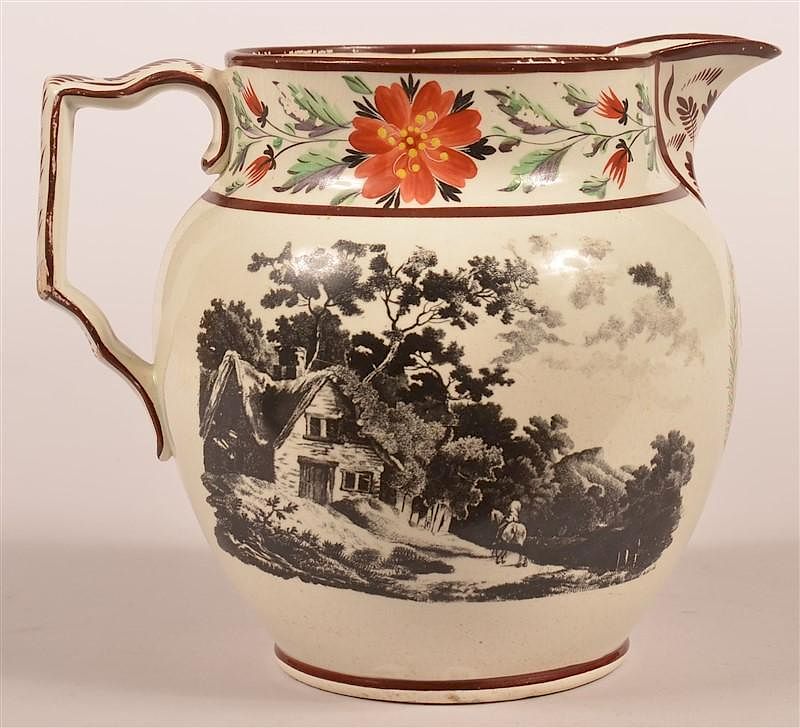 Appraisal: Staffordshire China Transfer Decorated Jug Staffordshire China Transfer Decorated and