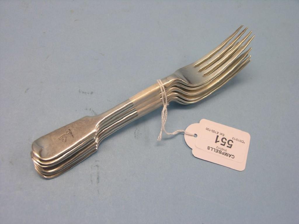 Appraisal: A set of six Edward VII silver fiddle-pattern dessert forks