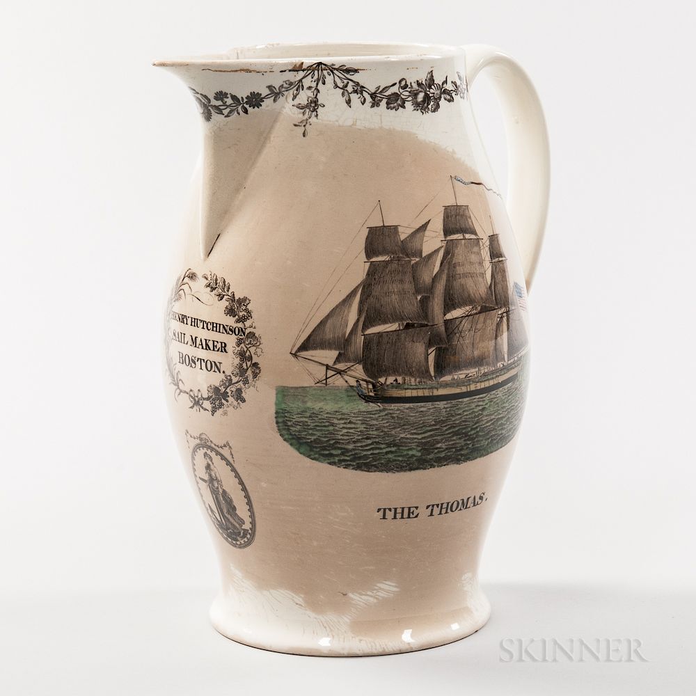 Appraisal: Liverpool Transfer-decorated Creamware Jug Liverpool Transfer-decorated Creamware Jug England late