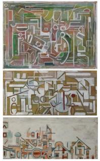 Appraisal: GOLUBOV Maurice Three Gouaches on Paper Signed lower left and