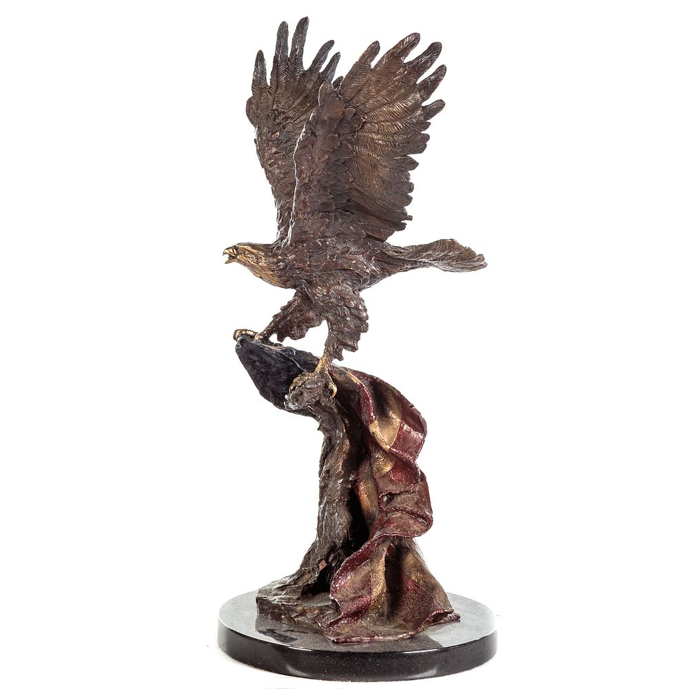 Appraisal: Lorenzo Ghiglieri Flying Colors Bronze American - Patinated bronze eagle