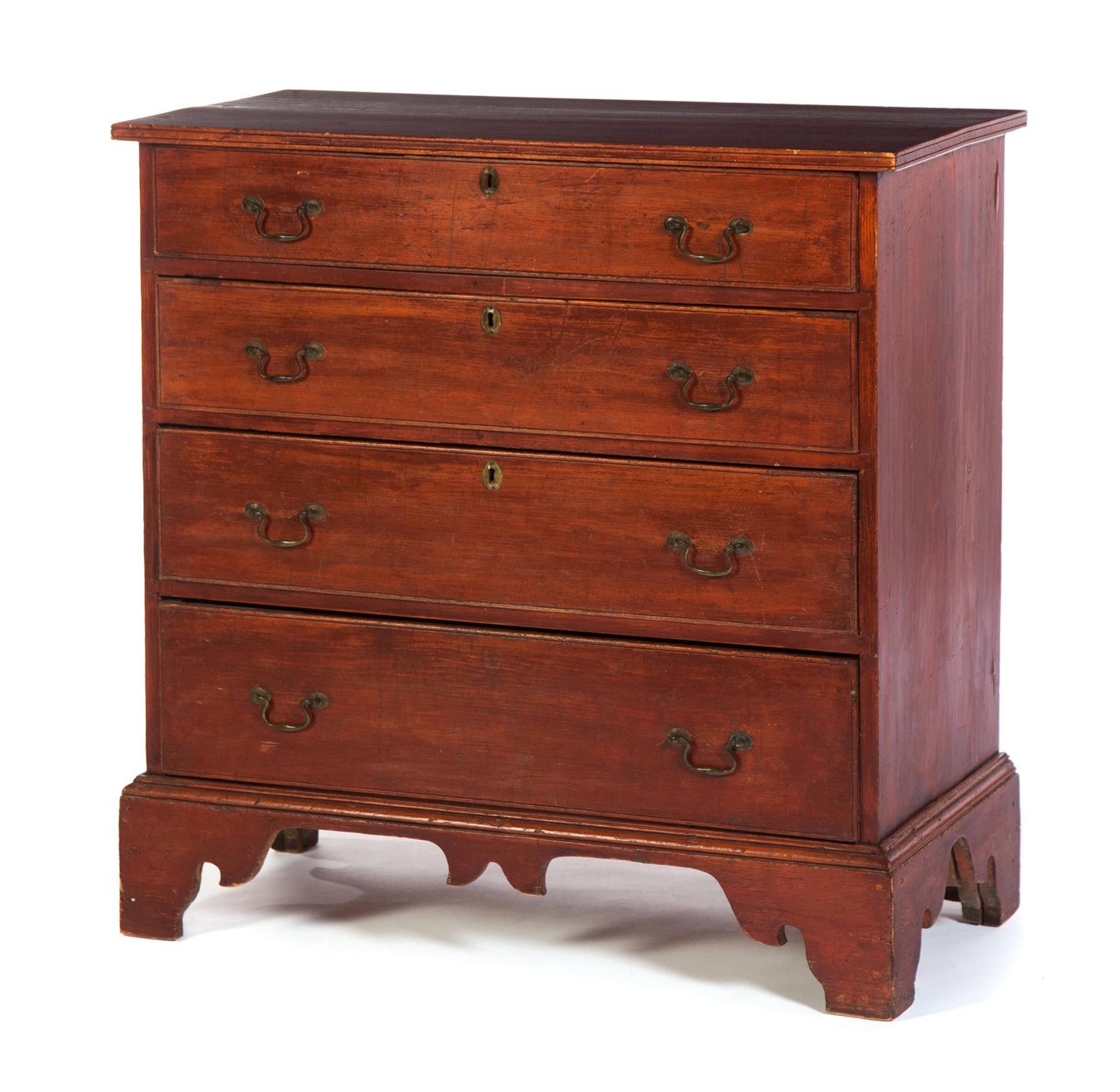 Appraisal: NEW ENGLAND COUNTRY CHIPPENDALE CHEST OF DRAWERS Second half- th