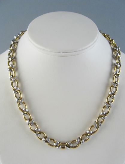 Appraisal: A Yellow and White Gold Link Necklace K marked pennyweights