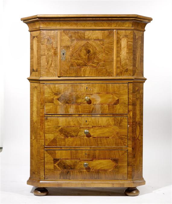 Appraisal: A WINDELLADE CABINET Baroque Zurich th c Walnut burl wood