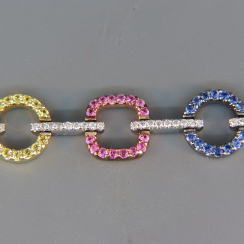 Appraisal: Gemstone Diamond Bracelet round various colors of sapphires totaling carats