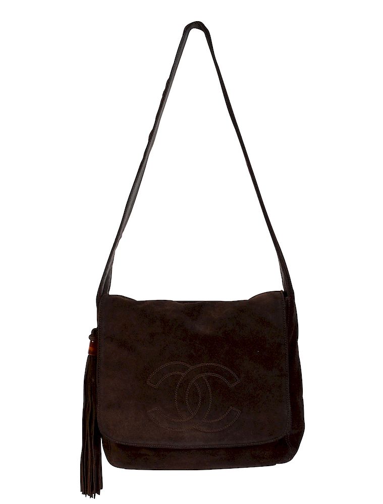 Appraisal: Vintage CHANEL 'Hobo' Brown Suede Bag Vintage Chanel 'hobo' bag