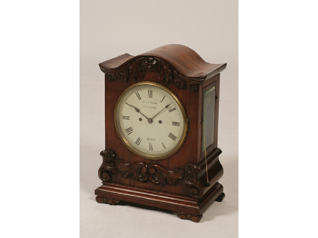 Appraisal: A REGENCY ROSEWOOD BRACKET CLOCK the white painted dial signed