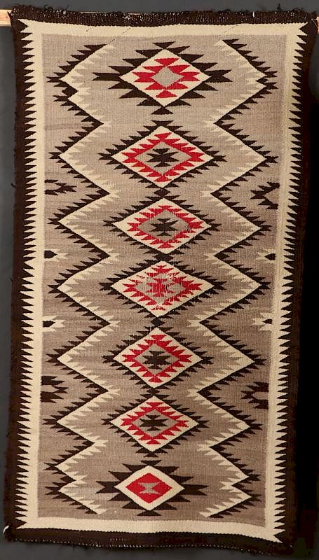 Appraisal: TWO VINTAGE SOUTHWEST NAVAJO HANDWOVEN WOOL RUGS TWO VINTAGE SOUTHWEST