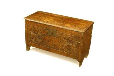 Appraisal: A small boarded oak chest the interior originally with a