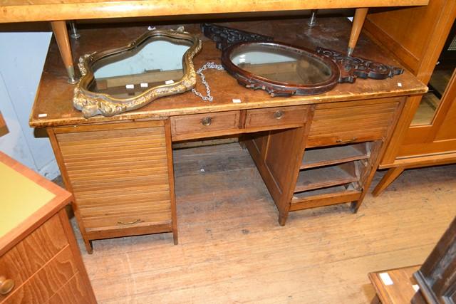 Appraisal: A MID TH CENTURY FRENCH DESK WITH SHUTTER DOORS A