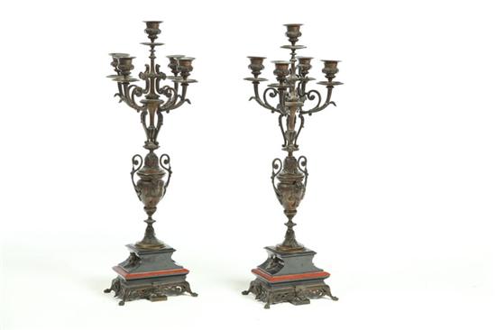 Appraisal: PAIR OF BRONZE CANDELBRAS European late th century Neoclassical forms