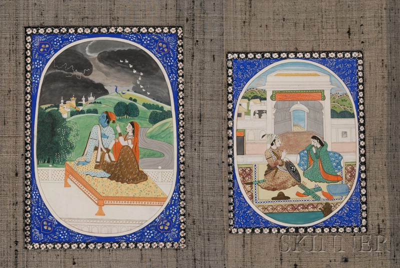 Appraisal: Two Indian Miniature Paintings th century ink and colors on