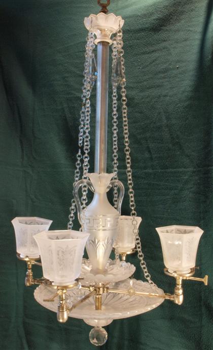 Appraisal: Napoleon III frosted glass four light chandelierlate th century