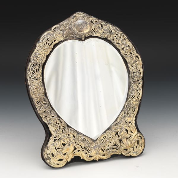 Appraisal: DOMINICK HAFF STERLING FRAMED MIRROR x Reticulated sterling frame with