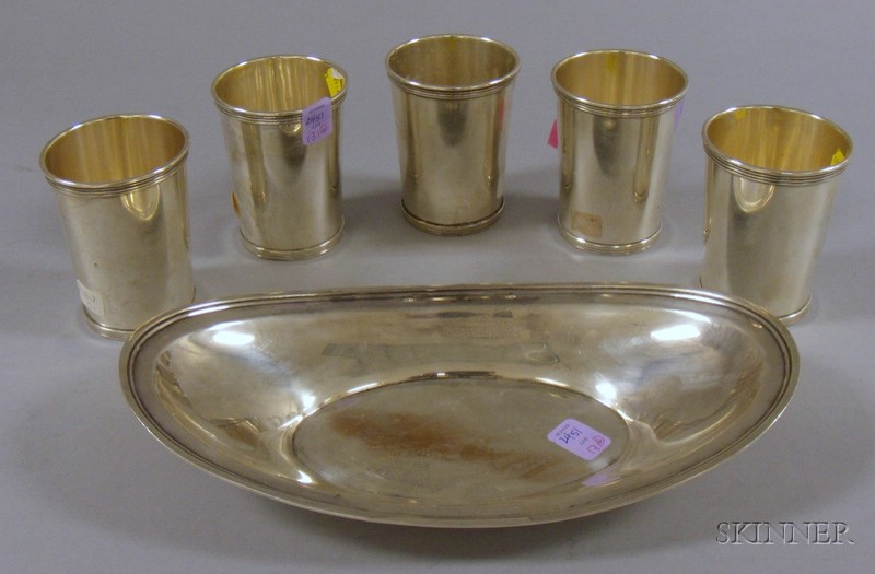 Appraisal: Six Sterling Tablewares a set of five International tumblers and