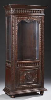 Appraisal: French Carved Oak Vitrine th c Brittany the arched pierced