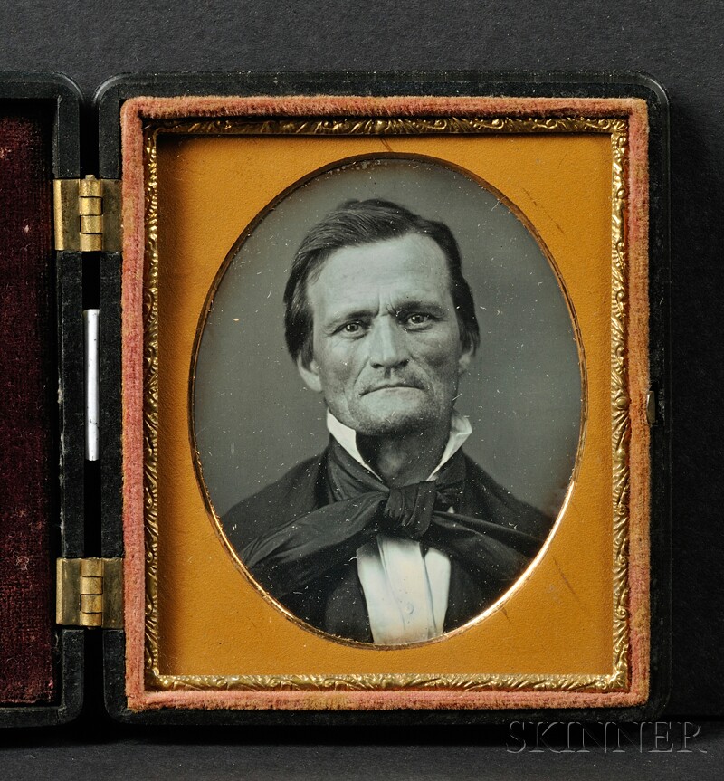 Appraisal: Sixth Plate Daguerreotype Portrait of a Man Wearing a Bow