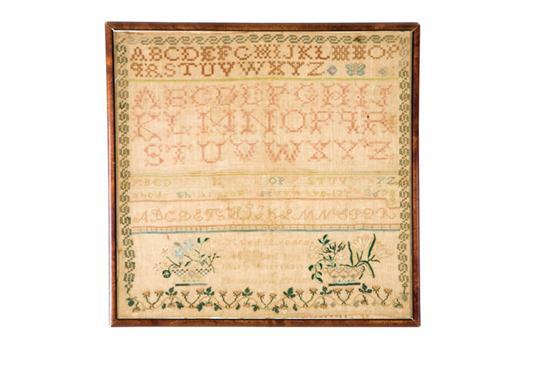 Appraisal: SAMPLER Mary Sherman Newtown probably Connecticut silk on linen Elaborate