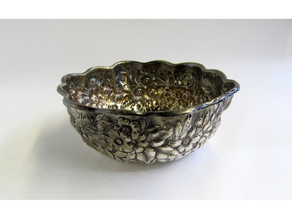 Appraisal: An embossed sterling silver fruit bowl