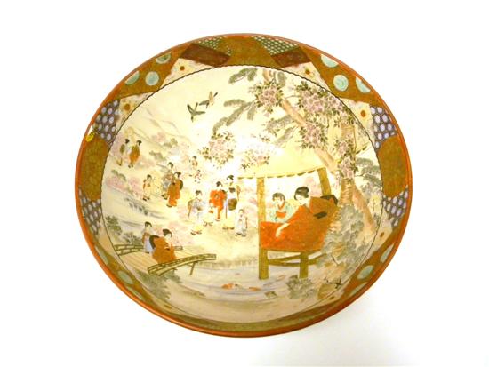 Appraisal: Japanese Kutani punch bowl interior decoration of women and children