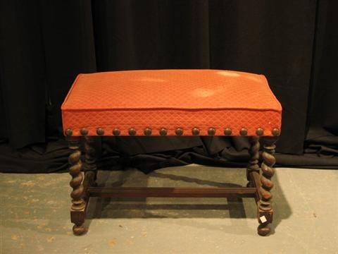 Appraisal: WILLIAM MARY STYLE BENCH Turn of the century the padded