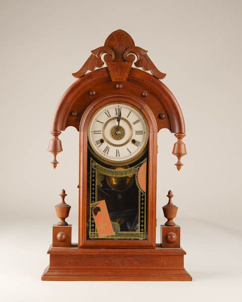 Appraisal: New Haven Teardrop Elbe Parlour Clock walnut case day time