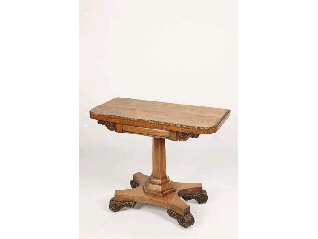 Appraisal: A WILLIAM IV ROSEWOOD FOLD-TOP CARD TABLE the shaped top