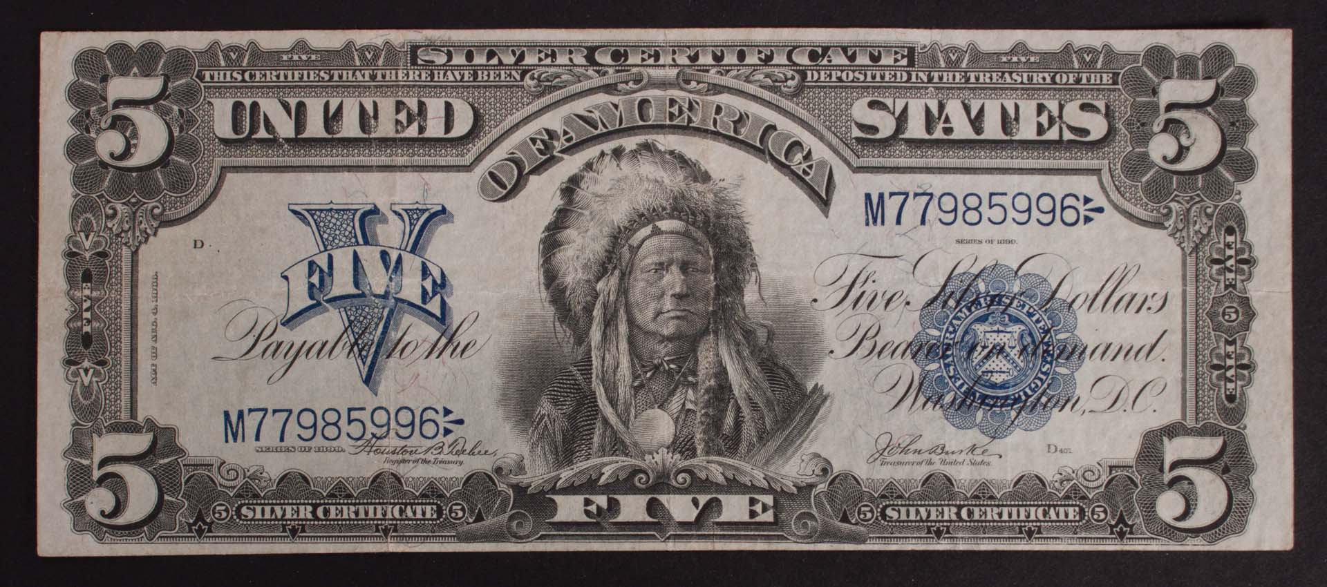 Appraisal: U S Currency Silver Certificate Series of signed Teehee Burke