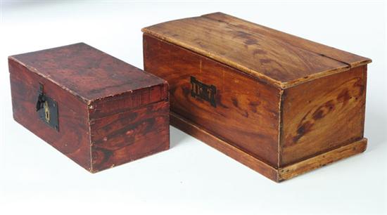 Appraisal: TWO DECORATED BOXES American th century A basswood box of