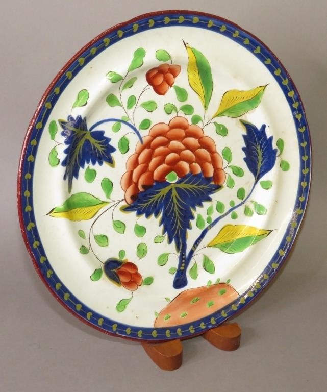 Appraisal: PEARLWARE DINNER PLATE GAUDY DUTCH GRAPE PATTERNca pearlware dinner plate