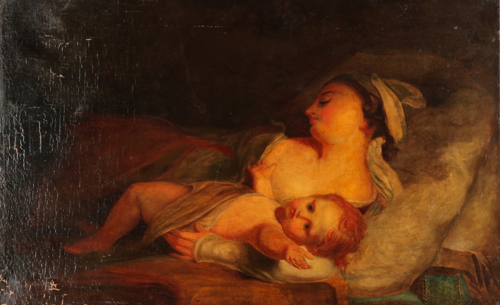 Appraisal: PORTRAIT OF MOTHER AND CHILD English school th century Oil